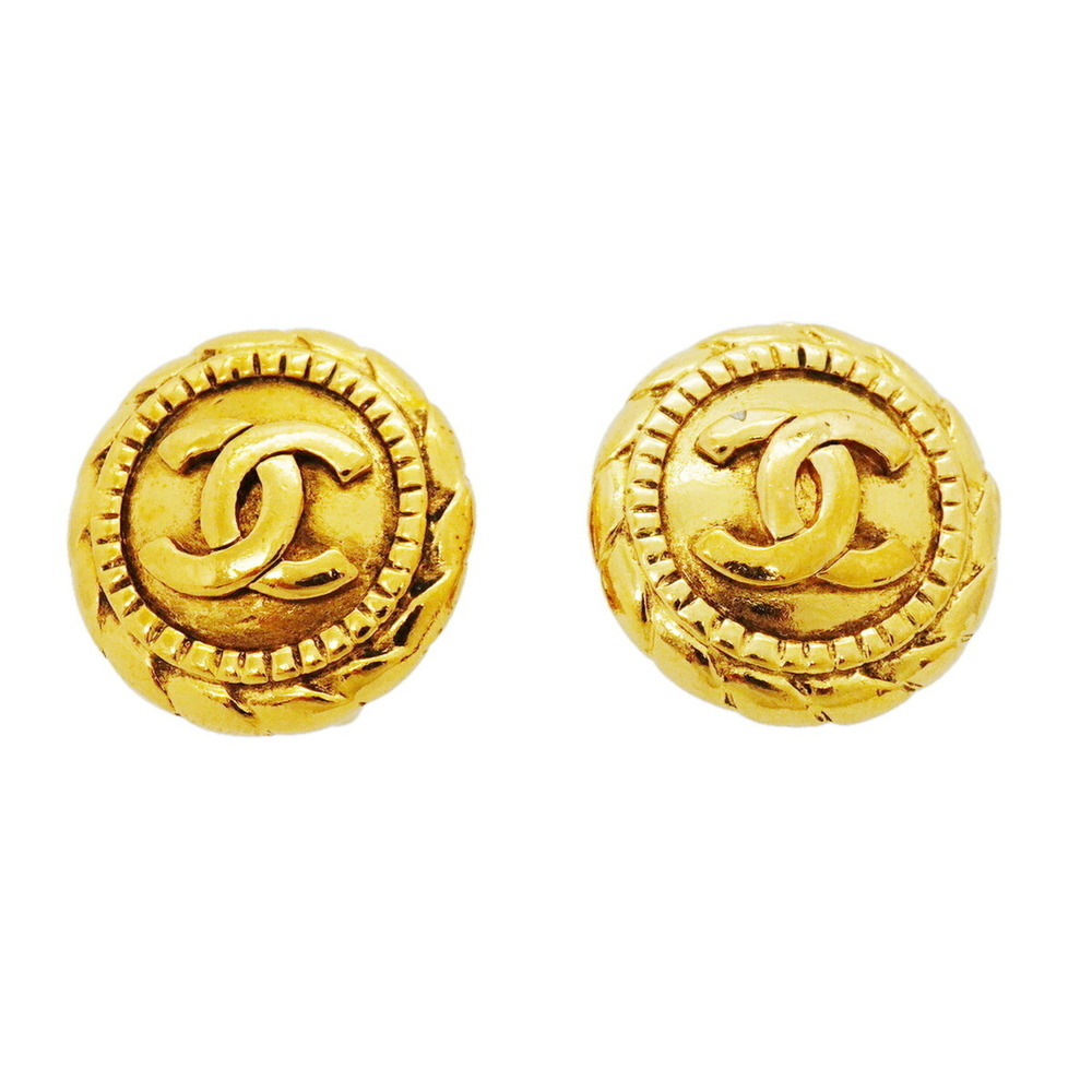 CHANEL Gold Logo Earrings
